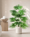 Artificial Fan Palm Plant in White Pot – Modern Indoor Decorative Plant