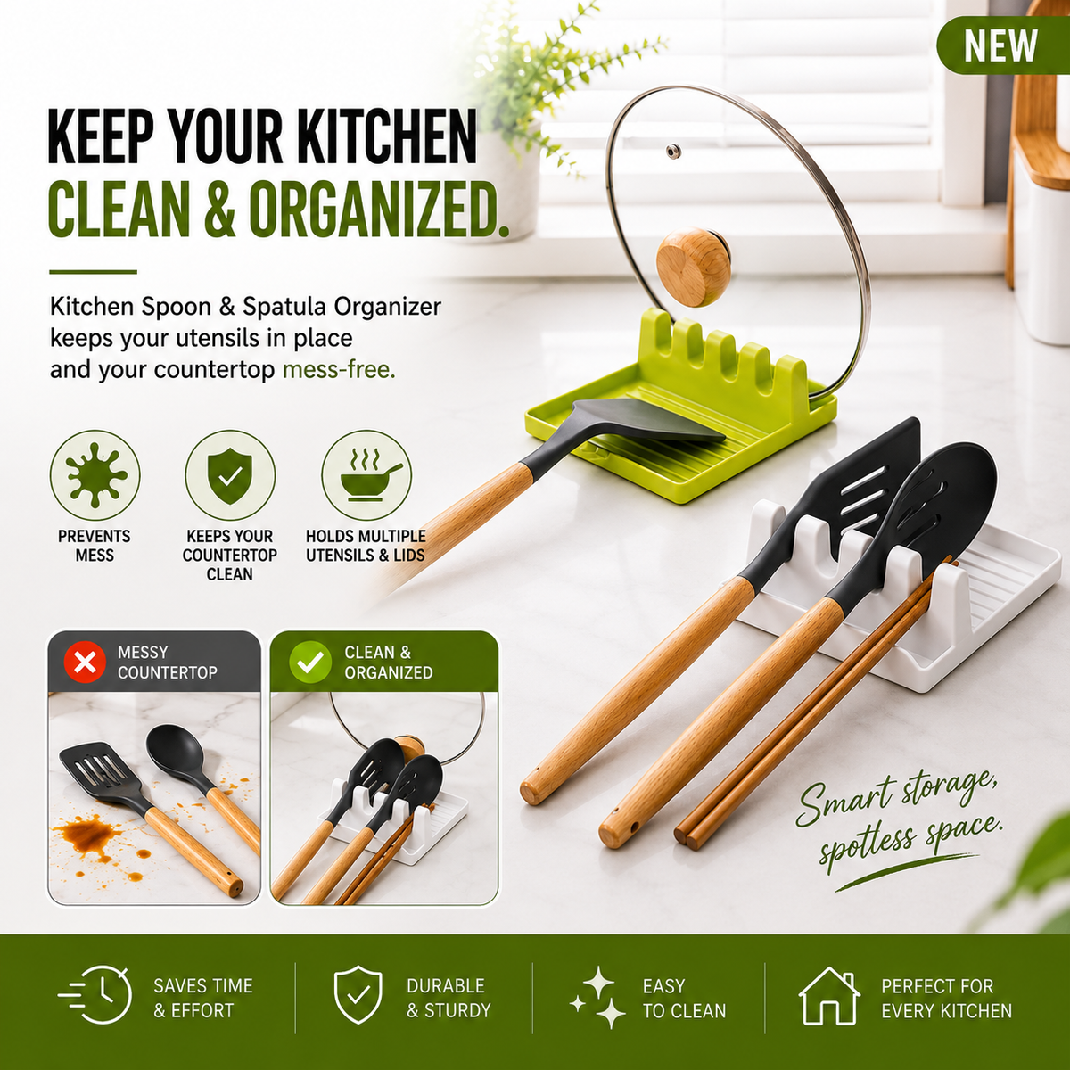 Kitchen Spoon & Spatula Organizer – Keep Your Countertop Clean & Mess-Free