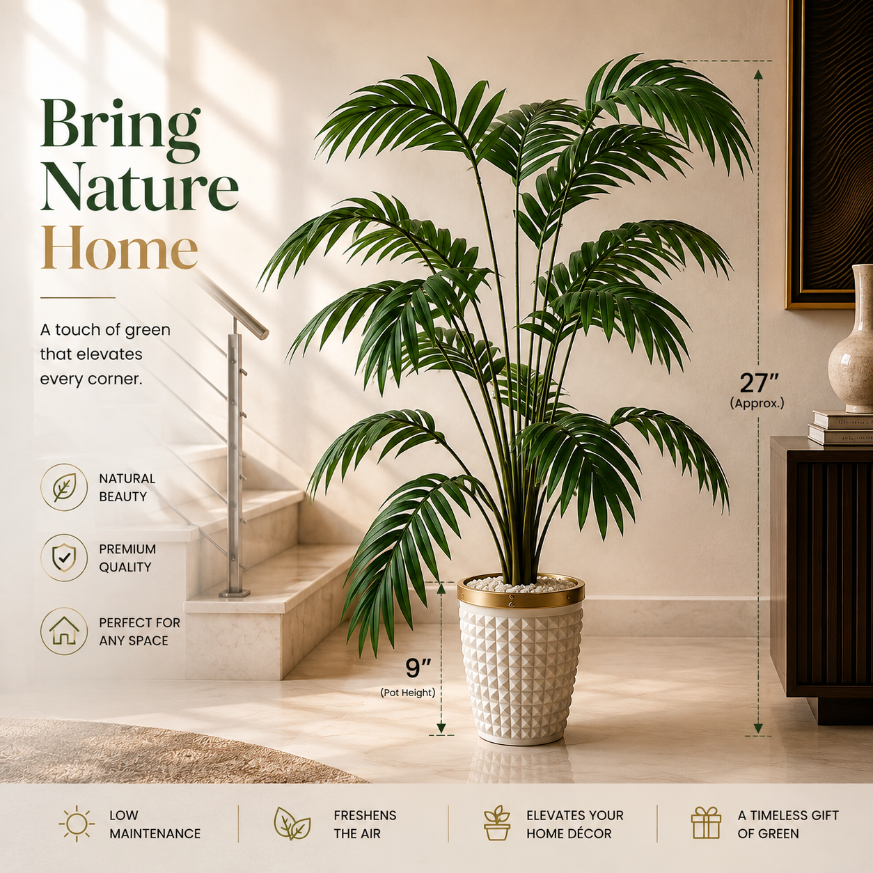 Artificial Palm Plant – Tropical Indoor Decorative plant with pot.