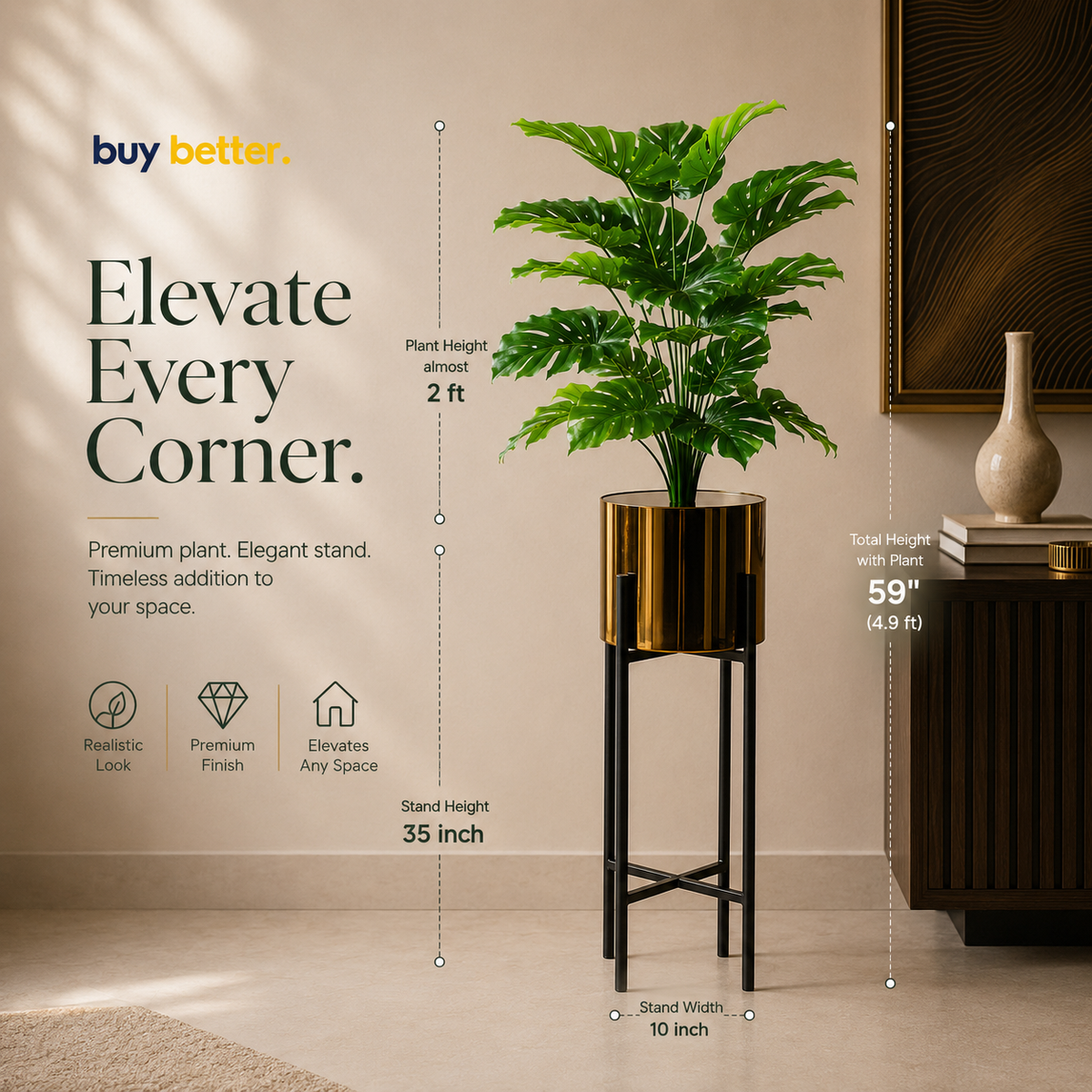 Modern Black & Gold Metal Plant Stand Set – Indoor Flower Pot Display Stand