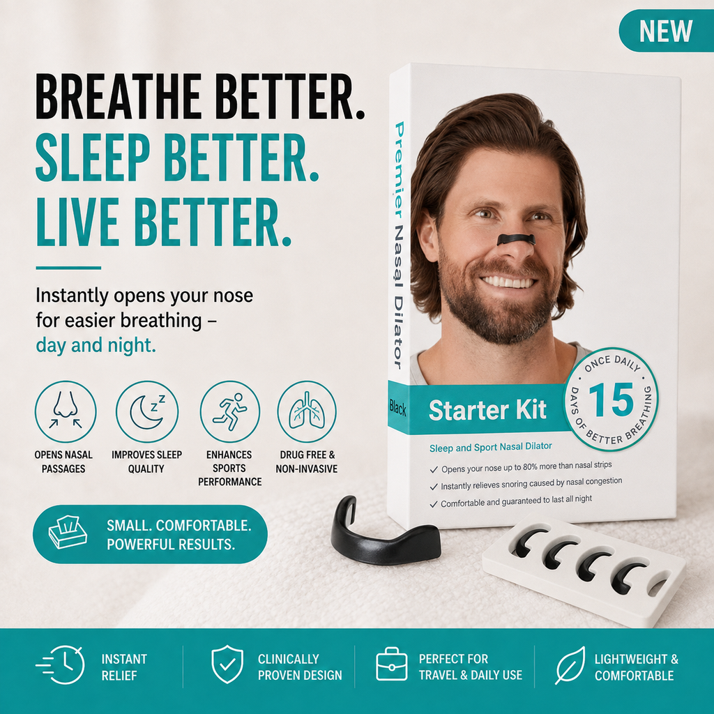 Magnetic Nasal Dilator Kit for Better Breathing & Snoring Relief – Skin-Safe Magnetic Nose Clip with 4 Silicone Nasal Cone Sizes