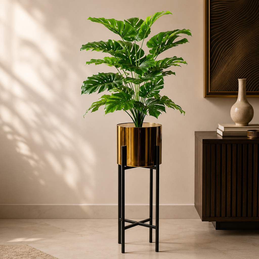 Modern Black & Gold Metal Plant Stand Set – Indoor Flower Pot Display Stand
