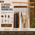 8-Hook Multifunctional Wooden Hanger – Space-Saving Closet Organizer