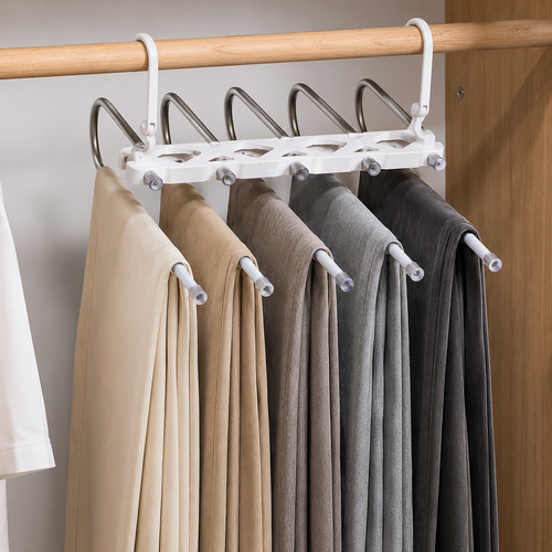 5-in-1 Stainless Steel Pant & Towel Organizer – Space-Saving Adjustable Hanger