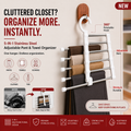 5-in-1 Stainless Steel Pant & Towel Organizer – Space-Saving Adjustable Hanger