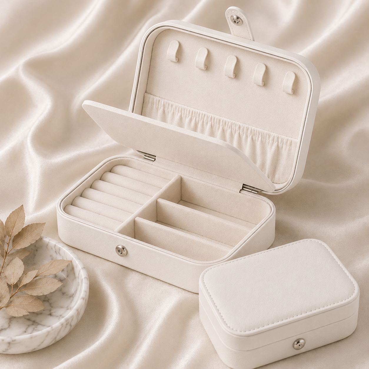 Travel Jewelry Box – Double Layer Portable Organizer for Rings, Earrings & Accessories